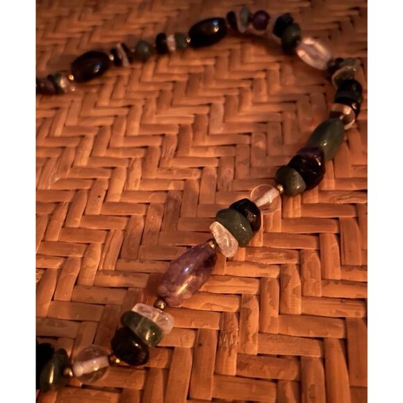 Vintage Beautiful Varied Crystals Beaded Long Necklace Heavy Chunky - Picture 3 of 4